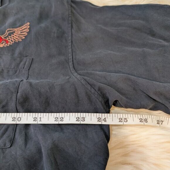 Harley Davidson Short Sleeve 100% Silk Button Down Large Embroidered Graphic L - Picture 6 of 9